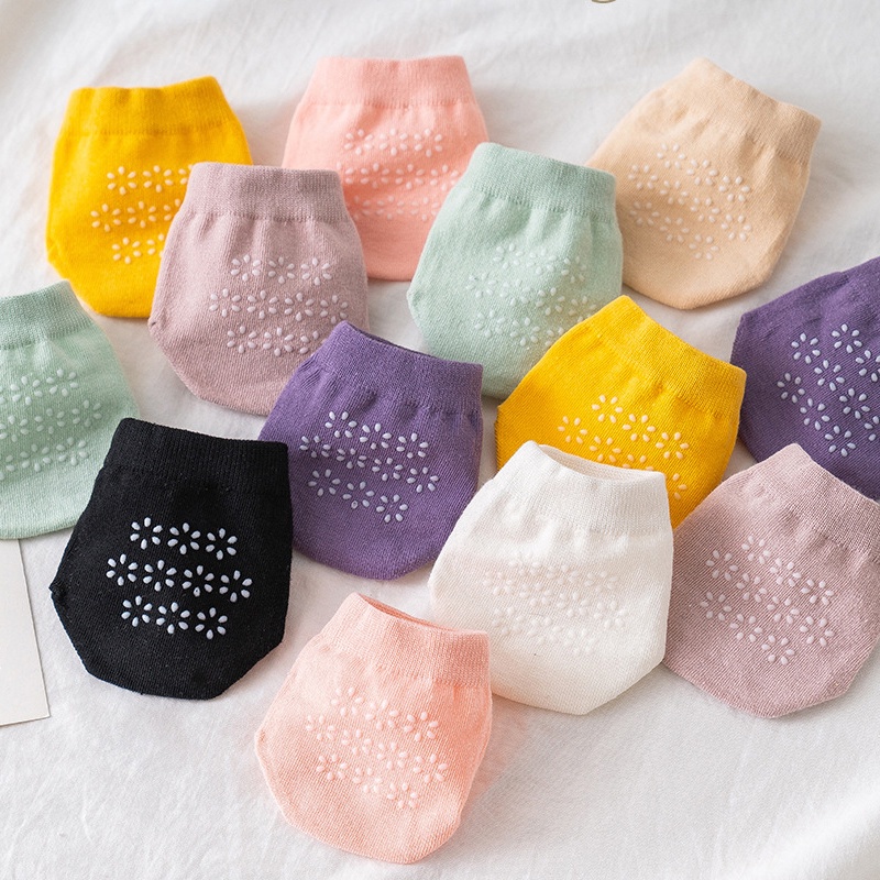 Vớ Cotton Mỏng Màu Trơn Bằng Silicone Thoáng Khí Không Trượt Dành Cho Nữ Mang Giày Cao Gót
