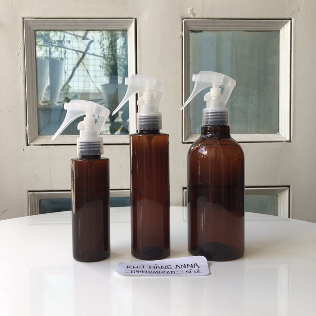 [ Bóp xịt kính, xịt khuẩn ] chai nhựa xịt phun sương Nâu/ Trong suốt/ Xanh - Bình xịt cồn 200ml/ 300ml/ 500ml