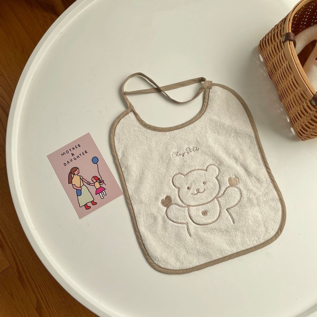 Khăn Lau Mặt Siêu Mềm Thêu Hình Gấu Dễ Thương Cho Bé