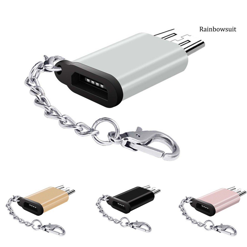Đầu Chuyển Đổi OTG Type-c Sang Micro Usb V8 Bằng Hợp Kim Nhôm Kèm Móc Khóa Cho Android
