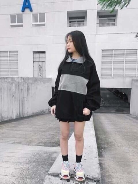 Áo khoác gió nữ phối lưới cá tính B006