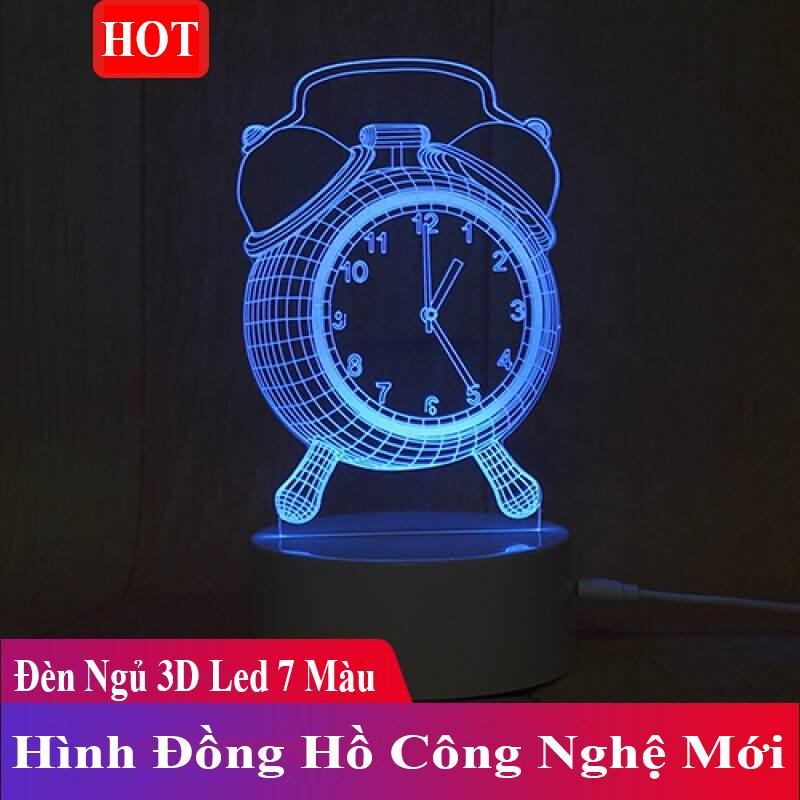 Đèn Ngủ 3D Led 7 Màu Hình Đồng Hồ Cộng Nghệ Mới - An Toàn, Độc Đáo, Dễ Dàng Sử Dụng.