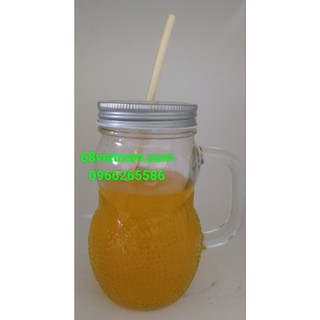 Bộ 03 Hũ Thủy Tinh Người Tuyết Có Quai Đựng Nước ép,Sinh Tố 400ml
