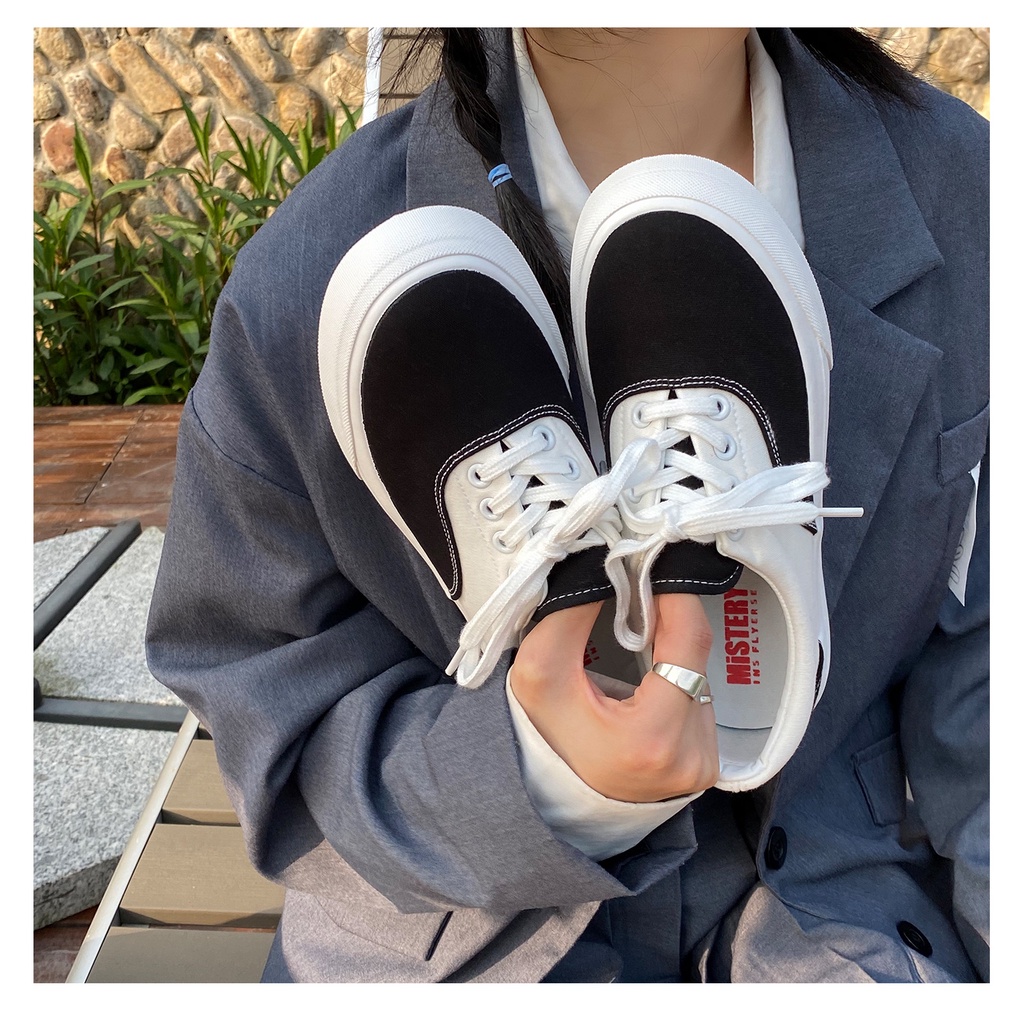 Mistery Giày thể thao trắng vải canvas cao 3cm cho nữ MIS-503