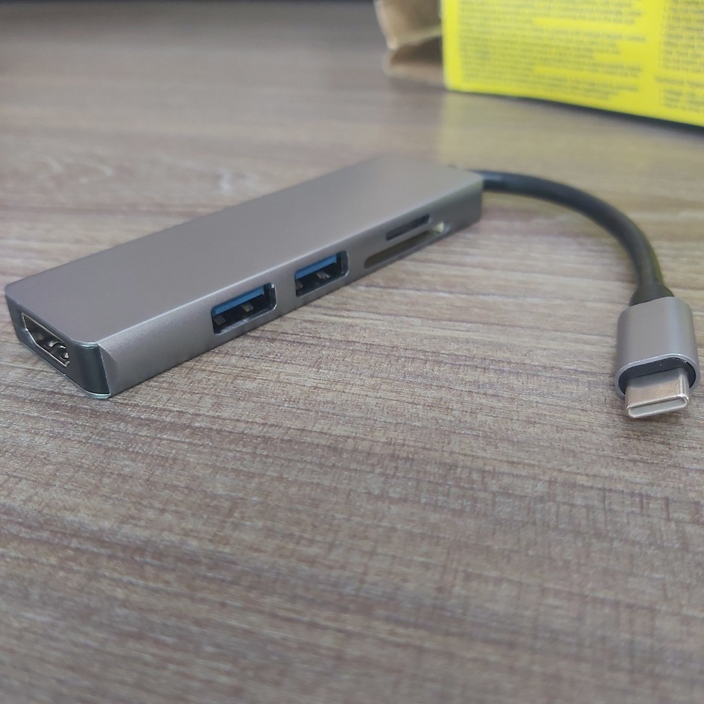 Bộ chia hub usb type-c ra 5 cổng HDMI, USB, TF, SD 10511