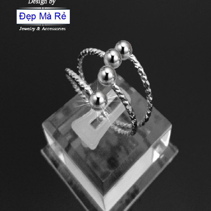 Nhẫn xoắn nữ nhiều vòng 4 đầu bi hotrend - Tự điều chỉnh được theo ngón tay - Cam kết 1 đổi 1 nếu hoen, gỉ sét