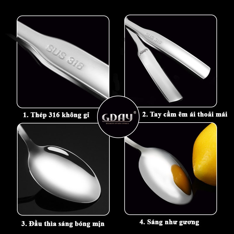 Thìa, muỗng ăn cơm cháo súp inox 304 hàng cao cấp, tiện dụng - LOKING