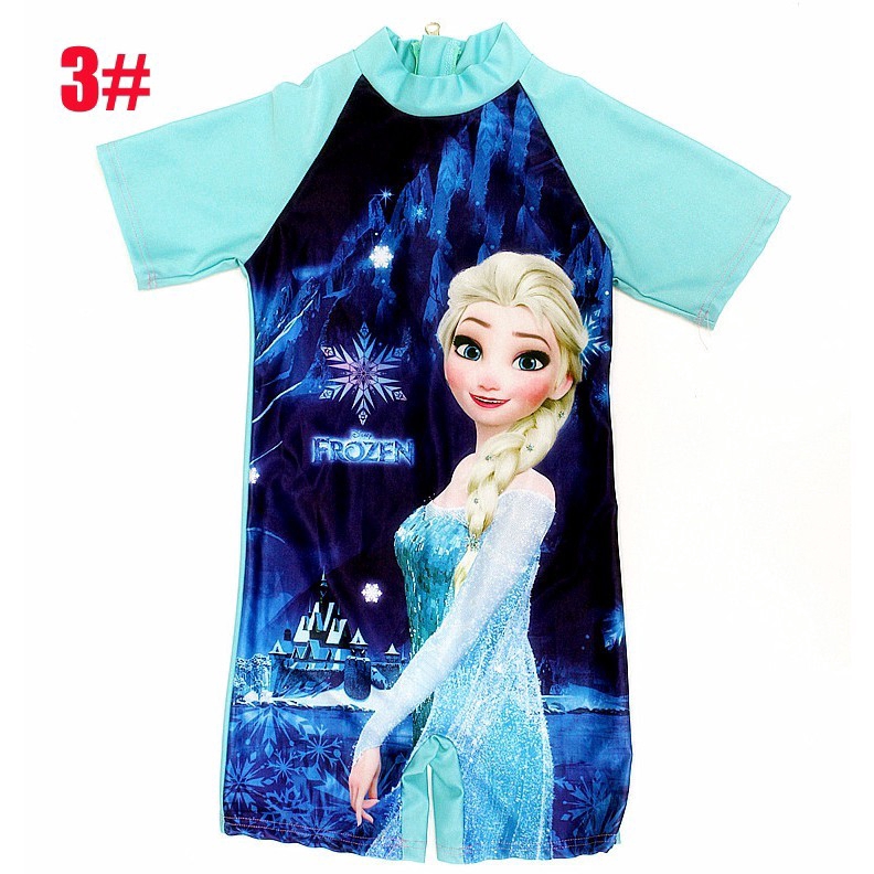 Đồ bơi liền thân tay ngắn in hình hoạt hình dễ thương cho bé gái