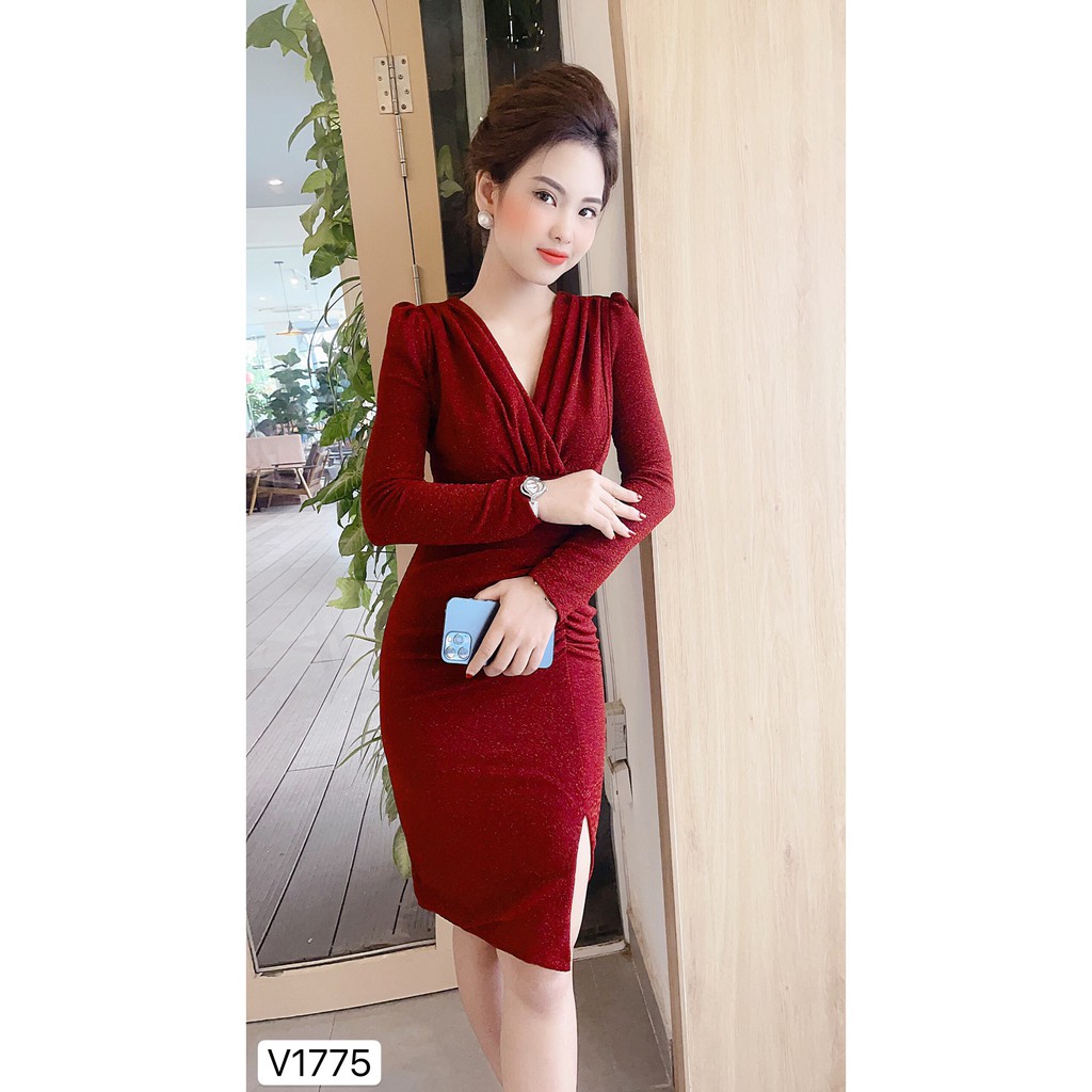 Váy đỏ body nhũ xẻ đùi V1775- DOLCE VIVA COLLECTION