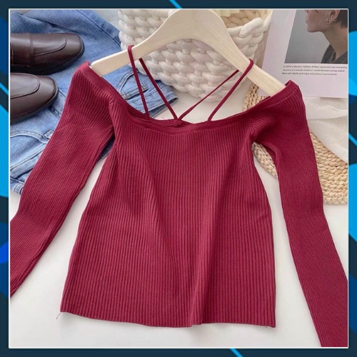 Áo len trễ vai tay dài ulzzang kiểu Hàn Quốc | BigBuy360 - bigbuy360.vn