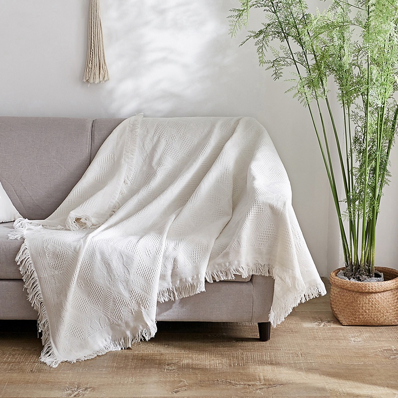 Vỏ Bọc Ghế Sofa Trơn Màu Phối Tua Rua Xinh Xắn