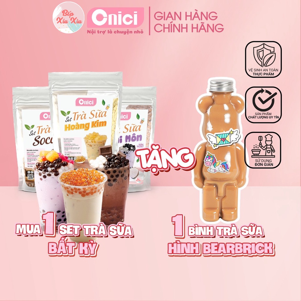 Trà sữa phúc long Bếp Xíu Xiu set nguyên liệu phúc long, thái xanh, thái đỏ  ly