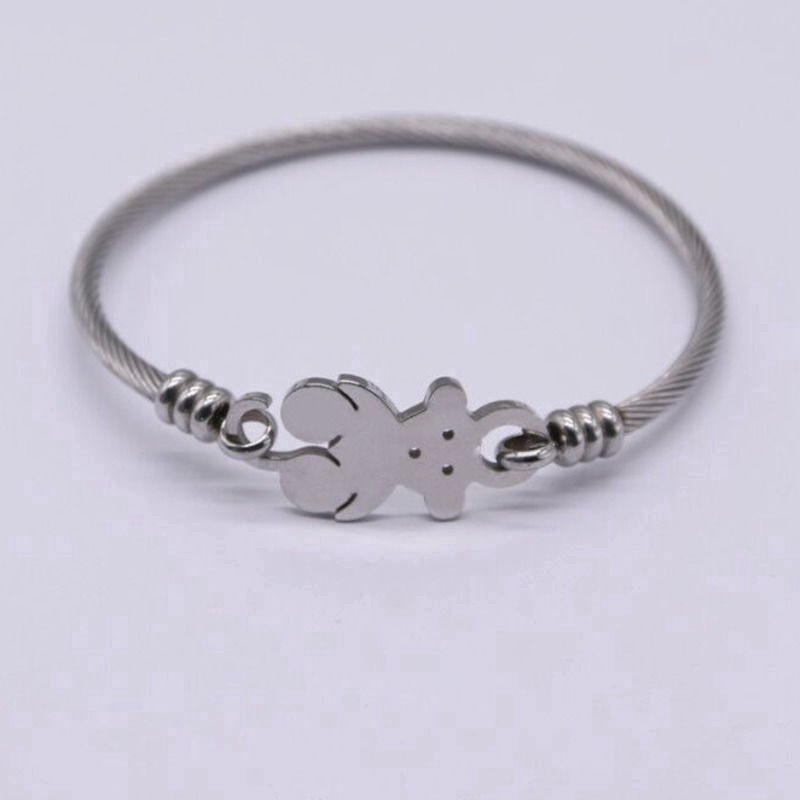 Vòng Tay Thép Titan Mặt Hình Gấu Dễ Thương Thời Trang Dành Cho Cặp Đôi 23104