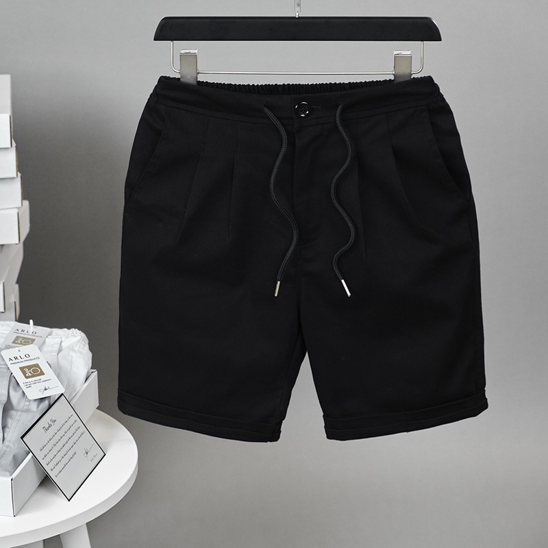 Quần Short Kaki ARETHA Xắn Gấu Chất Liệu Kaki Thun Cao Cấp Co Dãn Nhẹ Màu Đen - ARLO