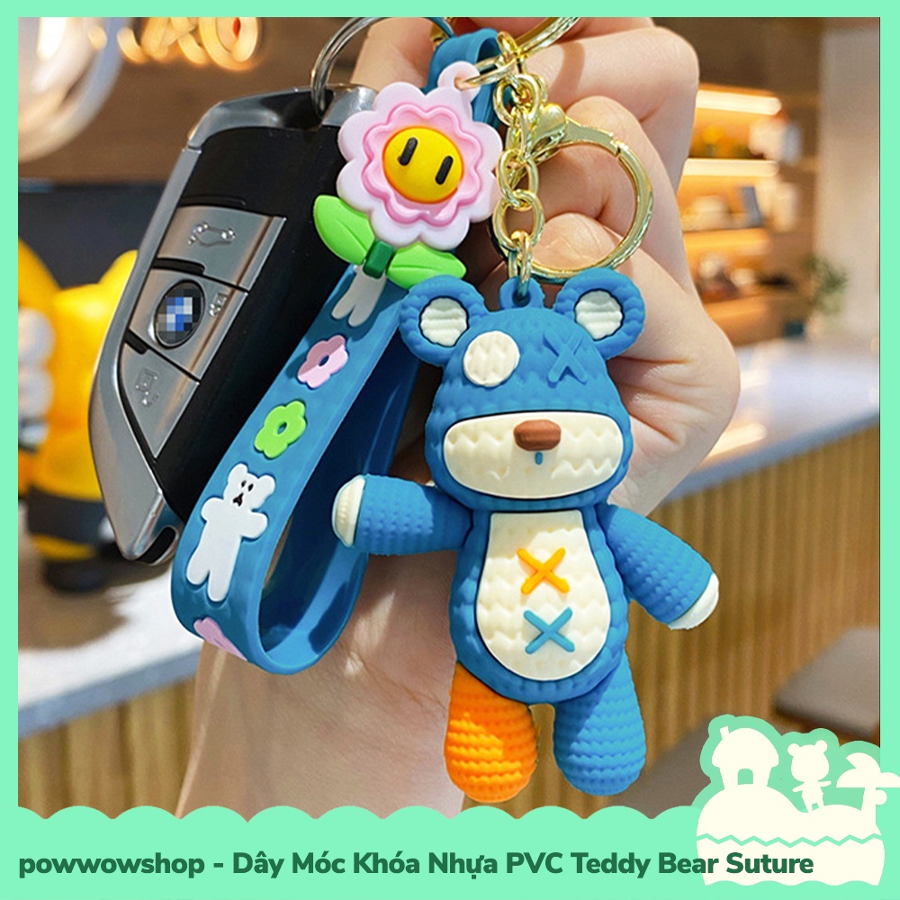 [Sẵn VN - Hỏa Tốc] Dây Móc Khóa Nhựa PVC Mẫu Teddy Bear Suture