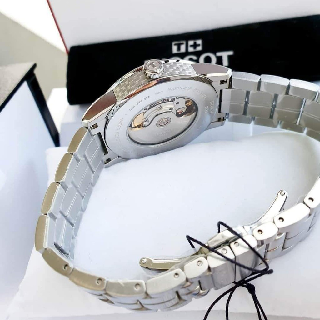 Đồng hồ Nam chính hãng Tissot 1853 Powermatic T086.407.11.201.02 Size 41,Mặt đen,Lịch-Máy cơ-Dây kim loại cao cấp