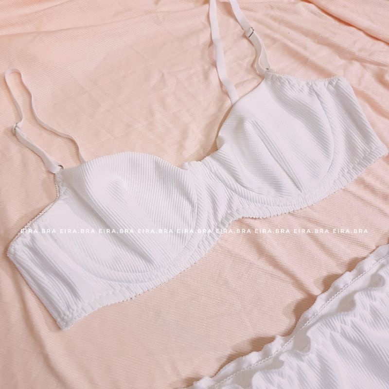 [G001]Bộ đồ lót cotton màu đen và trắng, áo có gọng và có khe nét mút, quần basic nhún bèo dễ thương [ TẶNG KÈM MÚT] | WebRaoVat - webraovat.net.vn