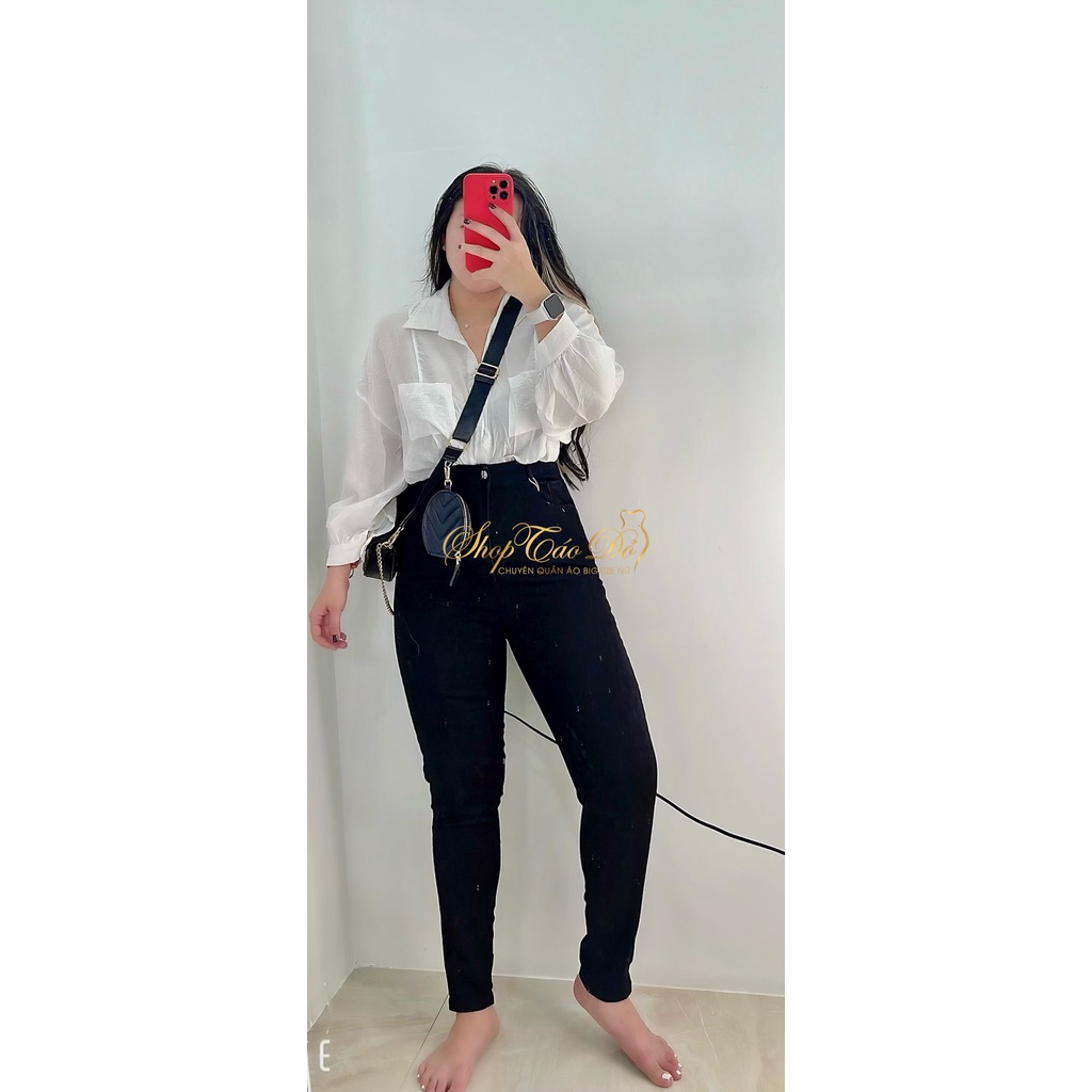 (TÁO ĐỎ BIGSIZE 55-90KG) Quần jean nữ lưng siêu cao siêu co giãn đen tuyền J10 (ảnh thật shop chụp 100%) 🍎🍎🍎 | WebRaoVat - webraovat.net.vn