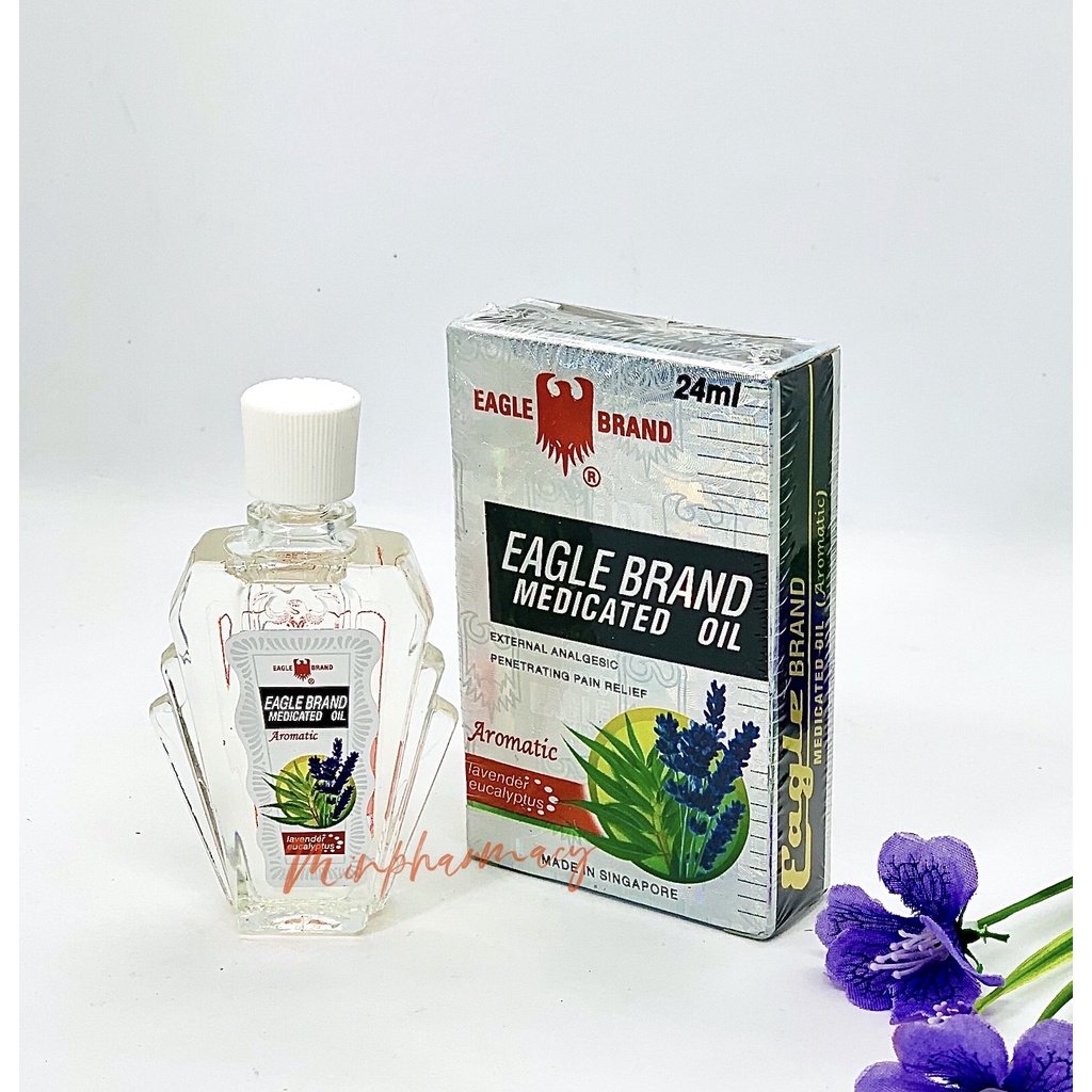 Dầu Gió 2 Nắp Con Ó Singapore Nhập Mỹ 24ml; Dầu Trắng Và Dầu Xanh Eagle Brand; Giảm Đau Nhức