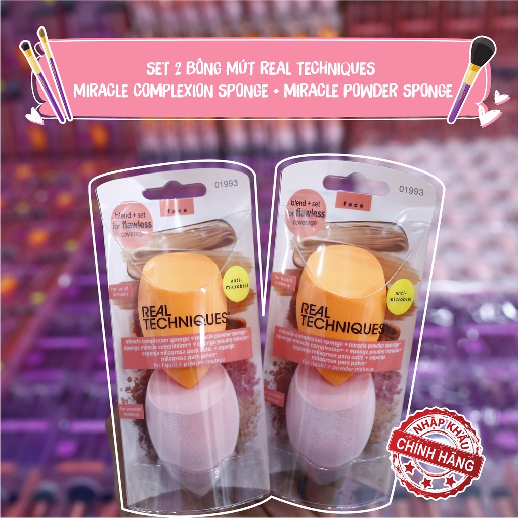 Set 2 Bông Mút Real Techniques Miracle Complexion Sponge® + Miracle Powder Sponge™