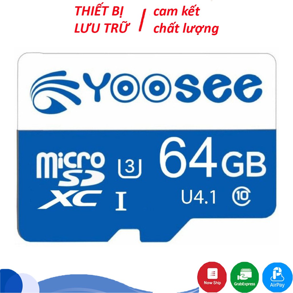 Thẻ nhớ Yoosee 64GB tốc độ cao up to 100MB/s hỗ trợ quay video full HD, video 2K, video 4K | BH 60 Tháng