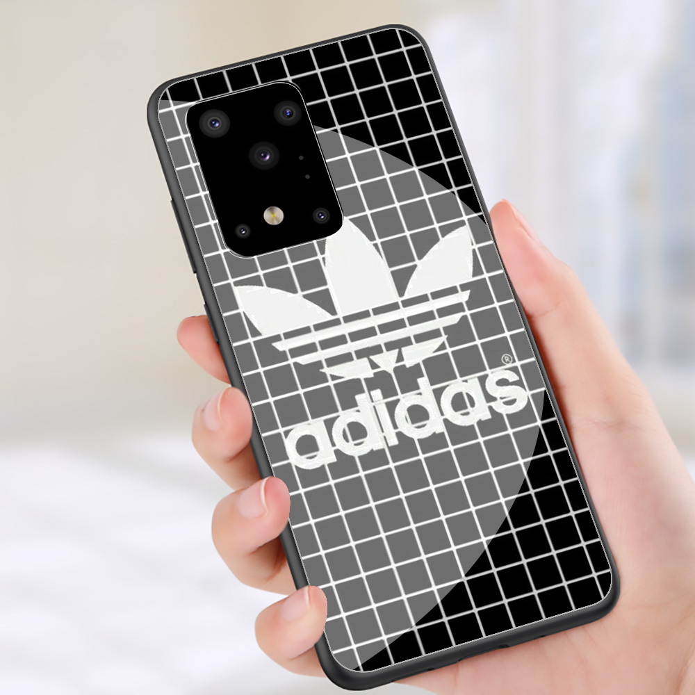 Ốp Điện Thoại Kính Cường Lực Cạnh Mềm In Logo Adidas Z30 Cho Samsung Galaxy S7 Edge S8 S9 S10 S20 Plus