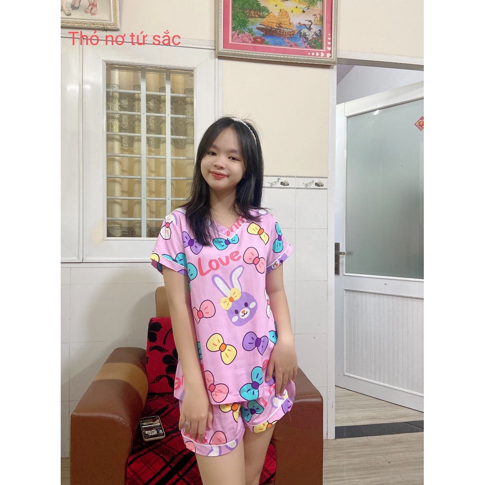 Đồ bộ tole  tay ngắn quần đùi, cổ tim, chất vải tole loại 1 mặc nhà siêu thoáng mát