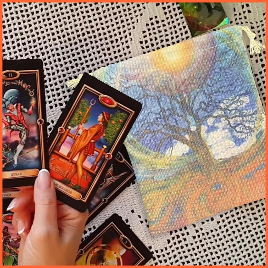 Túi Đựng Bài Tarot 5.12x7.09in Bằng Vải Nhung In Họa Tiết Cây