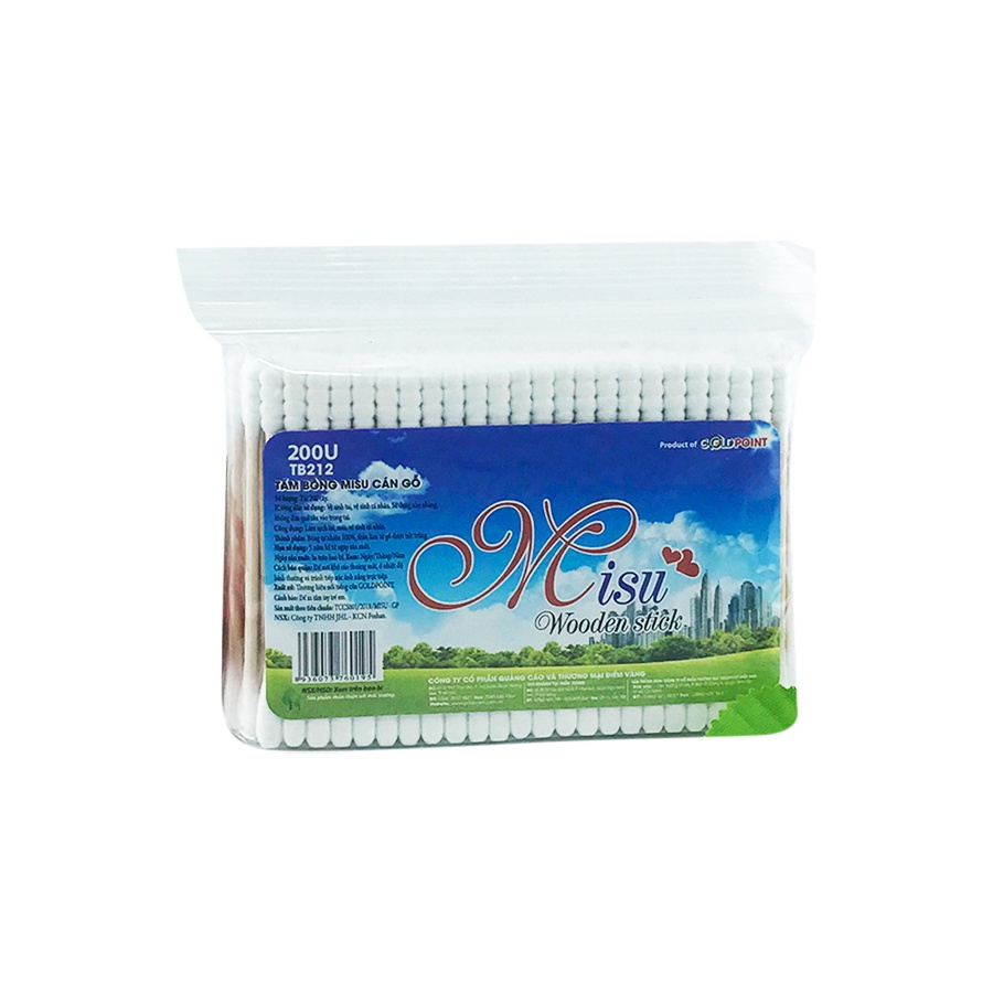 Gói 200 Que bông ngoáy tai Misu cao cấp cán gỗ