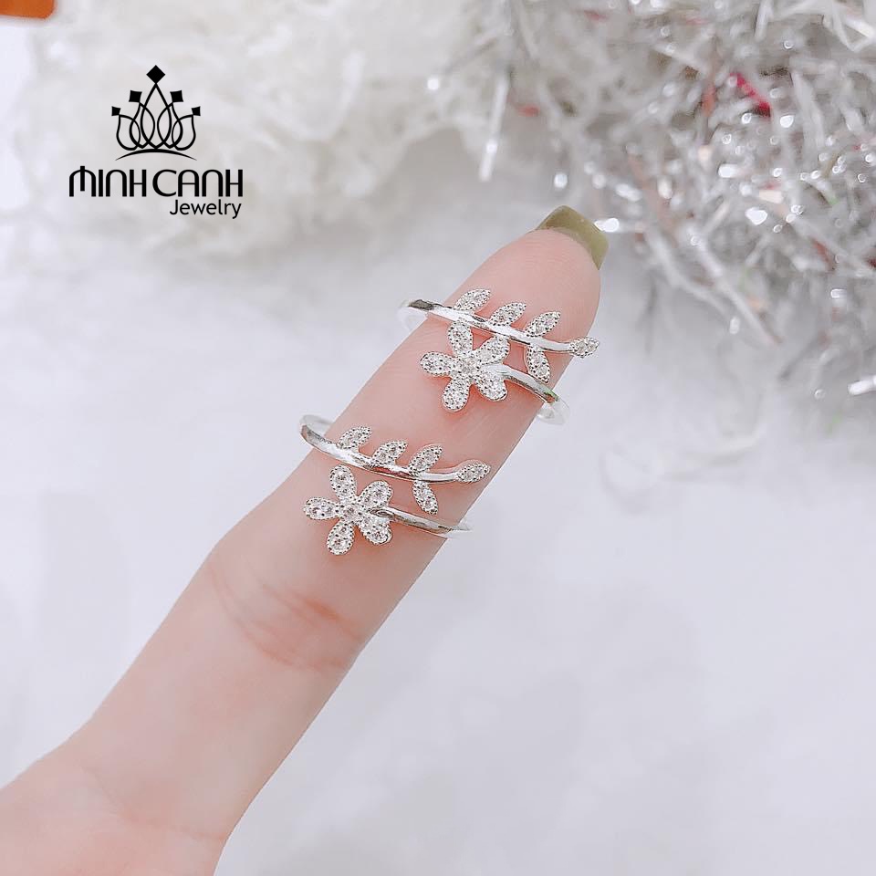 Nhẫn Bạc Hoa Lá Dáng Hở Freesize Minh Canh Jewelry