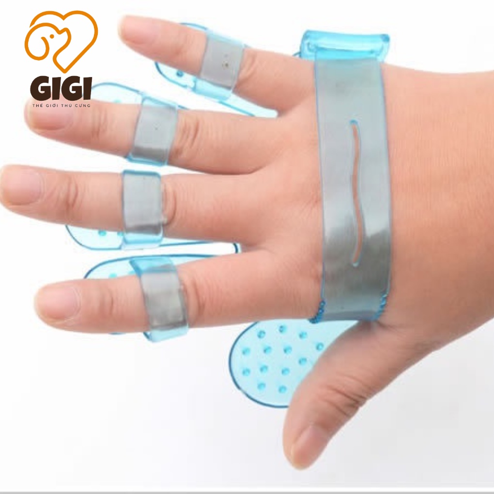 Găng tay nhựa dẻo chải lông và tắm thú cưng dụng cụ vệ sinh làm đẹp massage phụ kiện chó mèo - GiGi Pet Shop