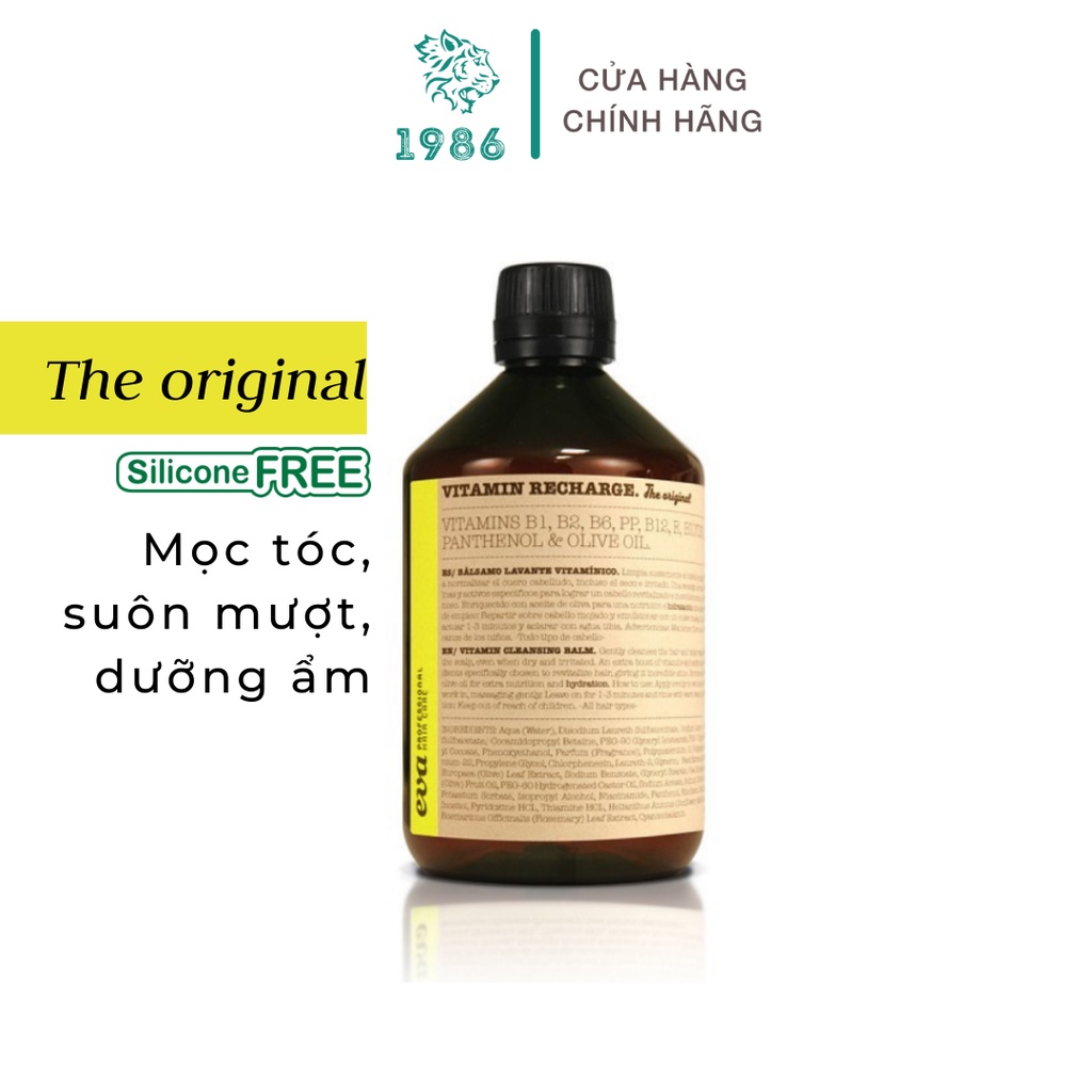 Dầu gội Eva vitamin recharge không cần dầu xả, phục hồi, chăm sóc da đầu, hỗ trợ mọc tóc, chính hãng Eva Tây Ban Nha