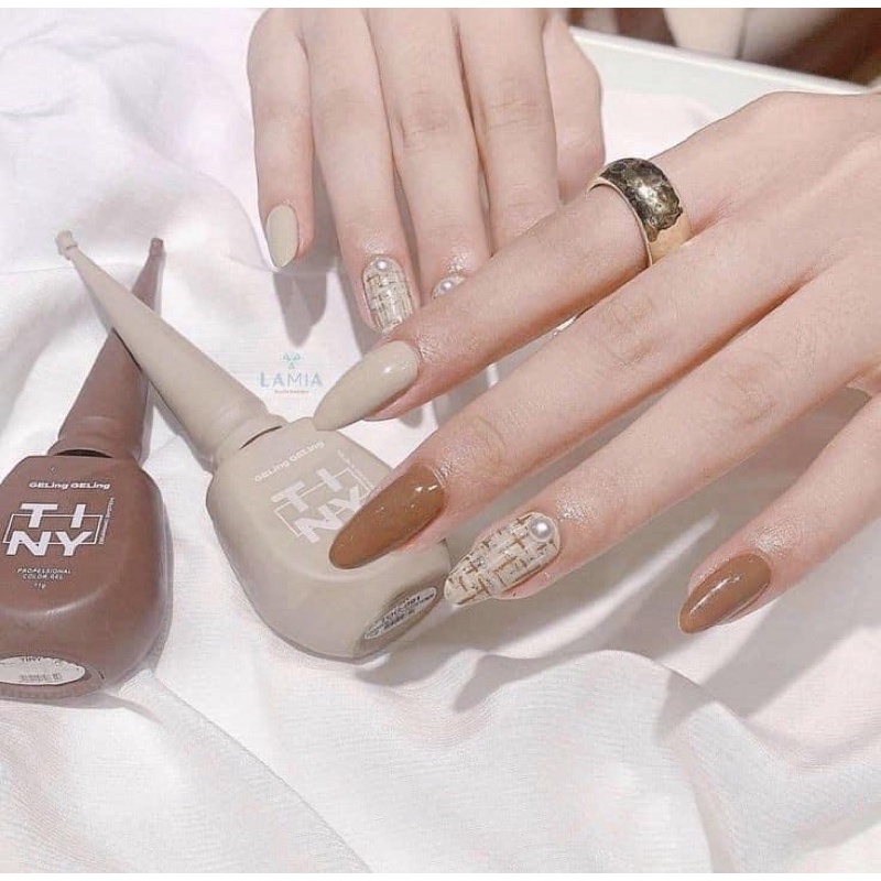 ( Set 6 món ) Móng úp, nailbox thiết kế kẻ dạ đính ngọc