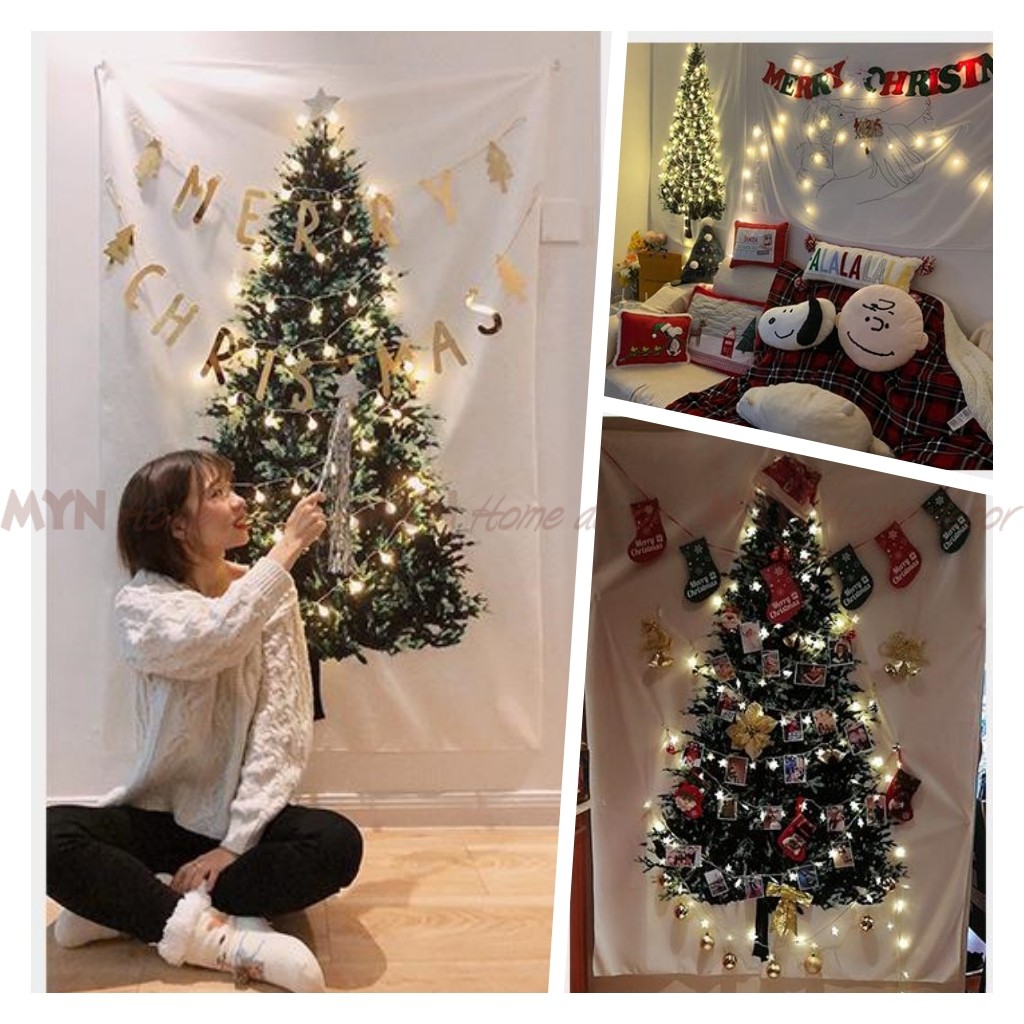 Tranh vải treo tường Decor, trang trí Noel, giáng sinh nhiều kích thước (TẶNG móc treo) MYN Home