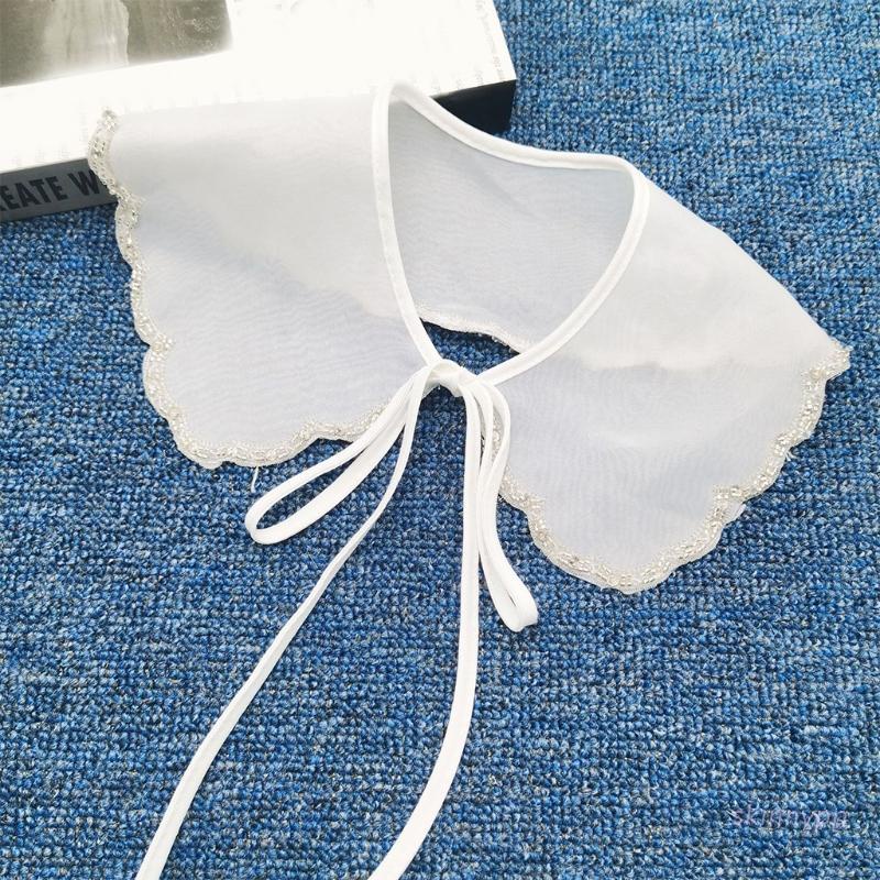 Cổ áo giả thắt dây màu trắng xuyên thấu thời trang cho nữ
 | BigBuy360 - bigbuy360.vn