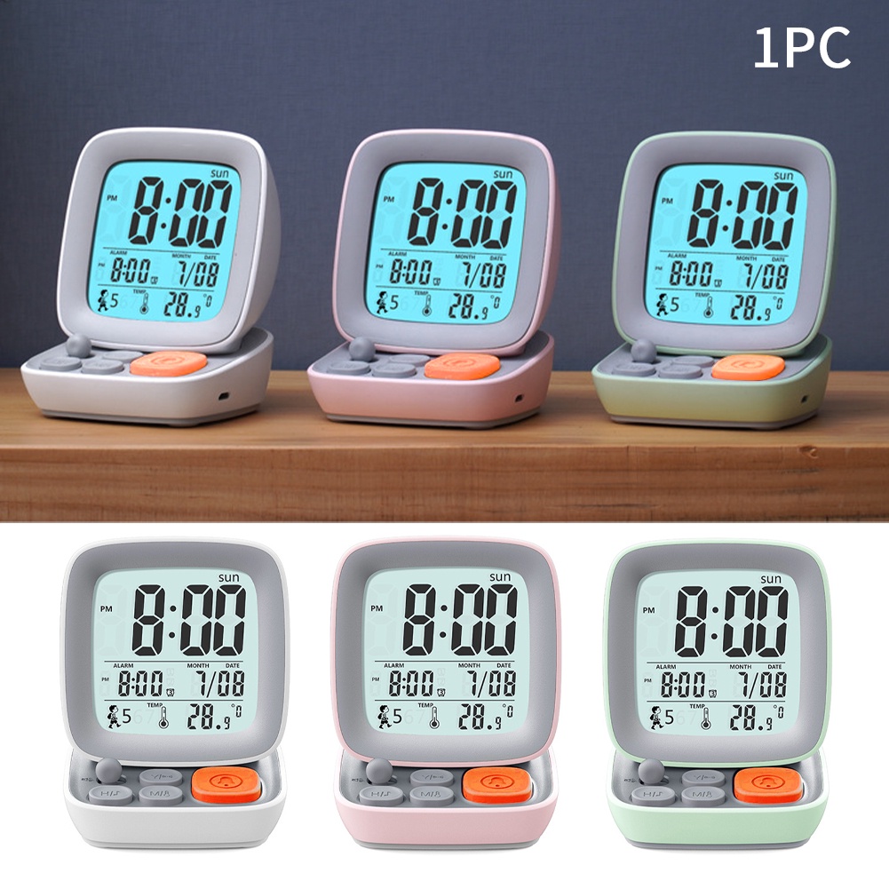 Electronic Bedside Temperature Display Home Office Voice Broadcast Small Computer Shape Alarm Clock