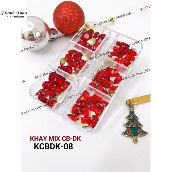 Khay 100v Đá khối mix Đá chân bằng Angelica- Phụ kiện đồ nail