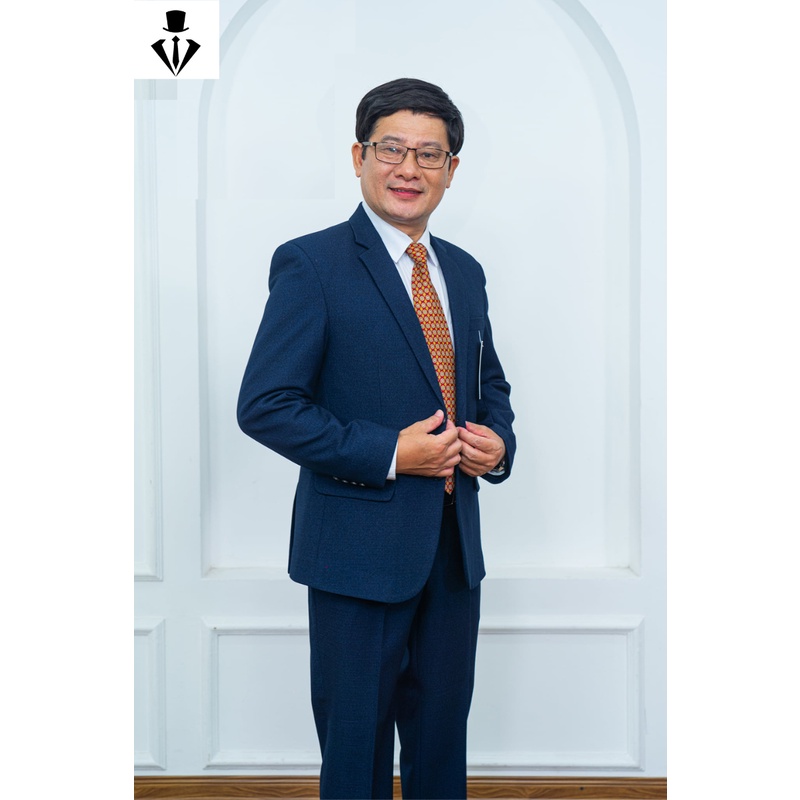 Bộ Vest Nam Trung Niên Hồng Ngọc cao cấp, Vest Trung Niên dáng suông hai khuy