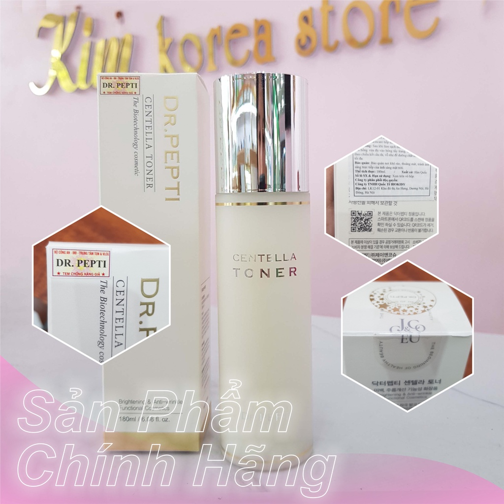 Nước hoa hồng căng bóng dưỡng trắng cấp ẩm mềm mịn chống lão hóa da Dr Pepti centella toner