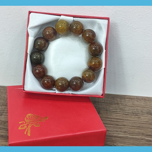 ✶▲Vòng tay đá nhân tạo mã não nứt 16 ly, chuỗi hạt tạo, phong thủy