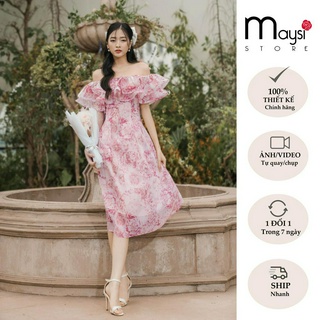 Váy hồng trễ vai thiết kế by Maysi