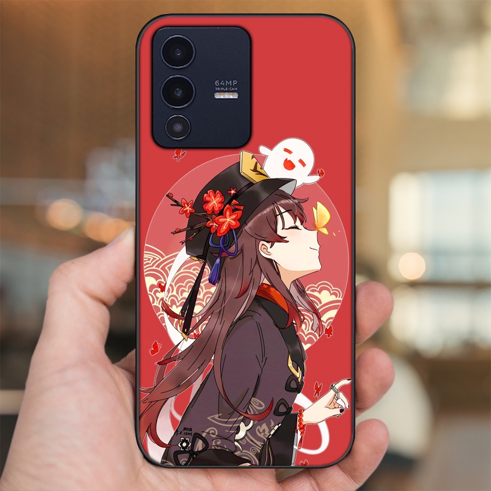 Ốp lưng Vivo V23 5G viền đen in hình Hutao Genshin Impact