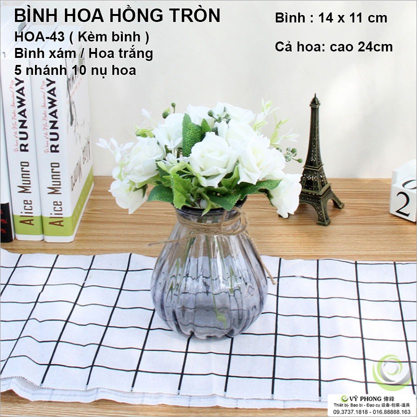 BÌNH HOA HỒNG TRÒN DECOR TRANG TRÍ NHIỀU MÀU PHỤ KIỆN CHỤP ẢNH SẢN PHẨM HOA-42~45