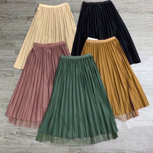 Chân váy dập li voan 2 mặt hàng Quảng Châu