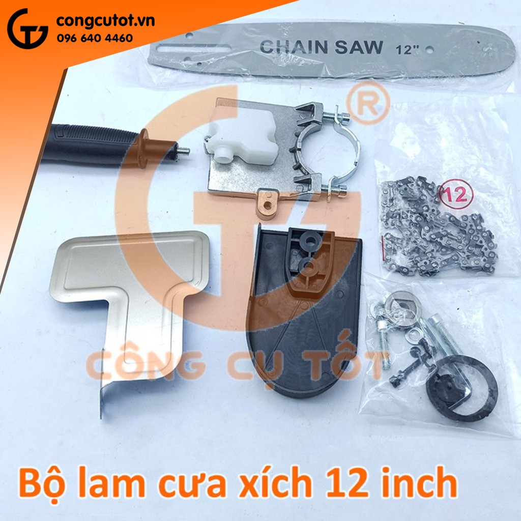 Lam cưa xích gắn máy mài 12 inch kèm lưỡi dự phòng