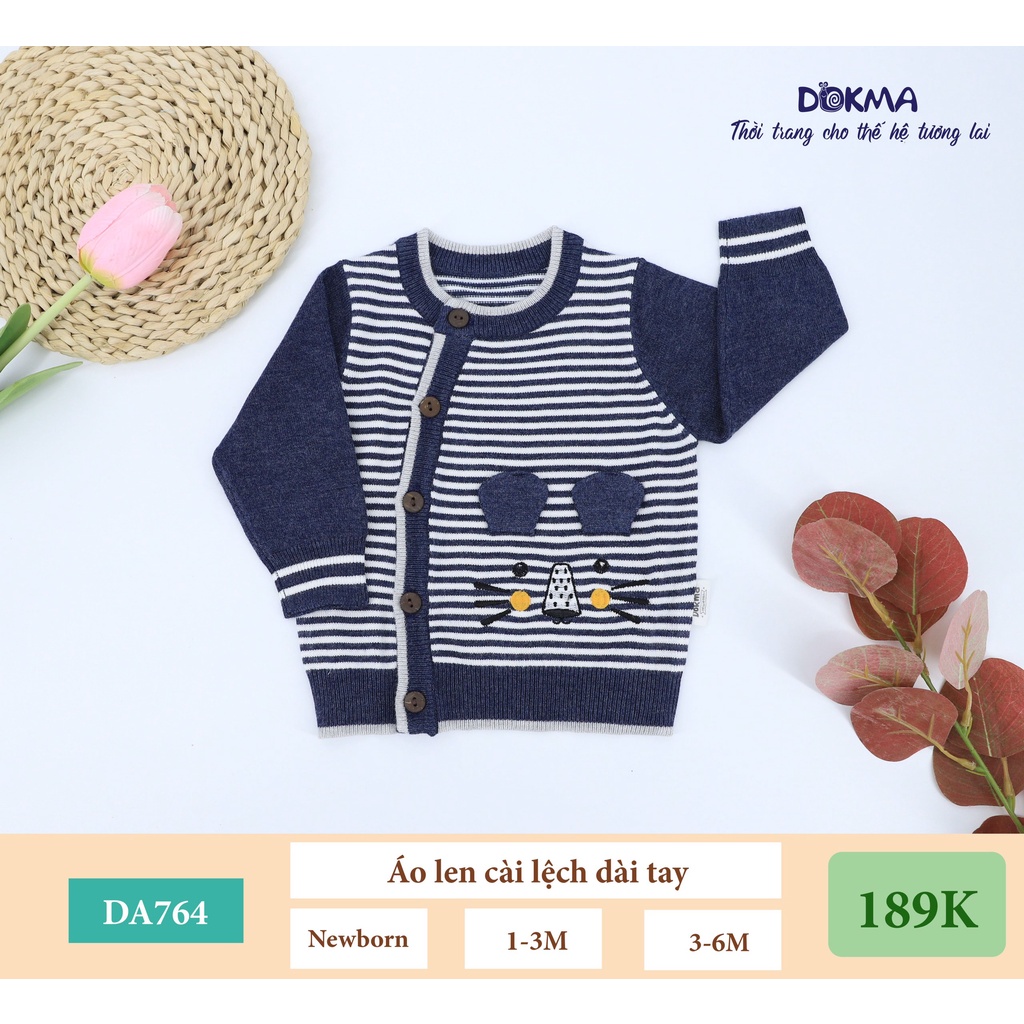 [FREESHIP] Áo len lông cừu bé trai 3-6 tháng tuổi dài tay cài lệch Dokma Voi.kids