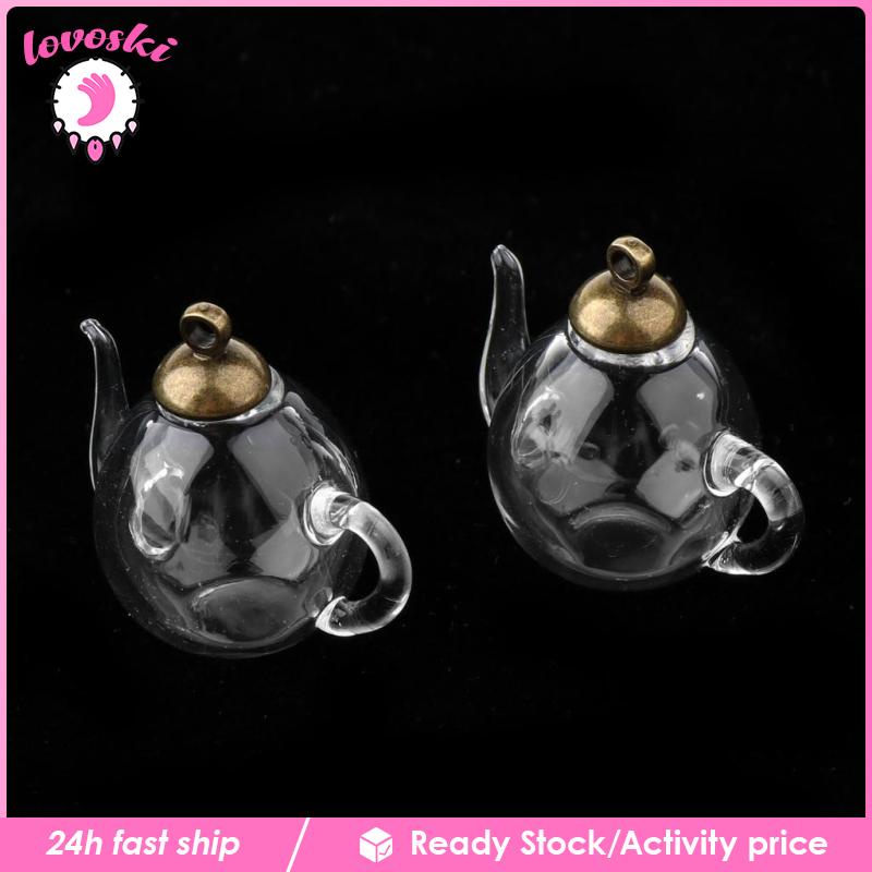 Set 2 Bình Điều Ước Trà Mini Bằng Thủy Tinh Rỗng Màu Vàng Kim Thủ Công