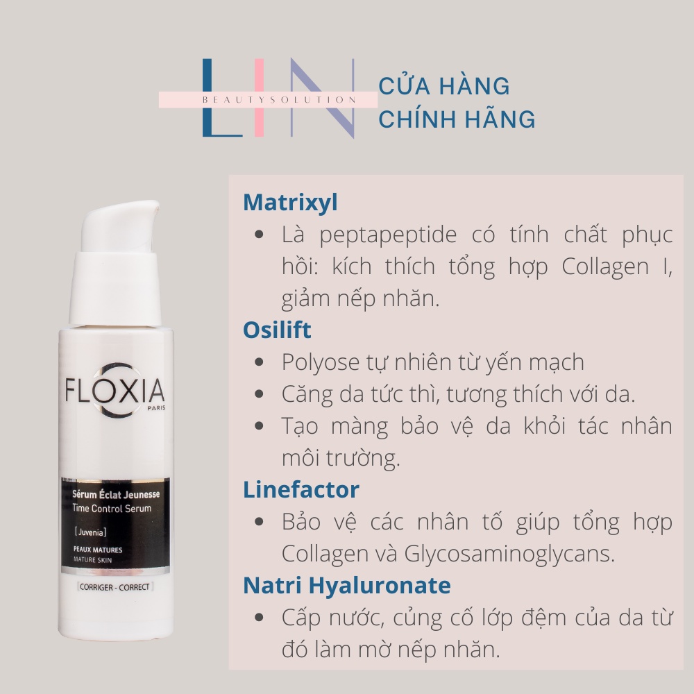 FLOXIA TIME CONTROL SERUM - Serum da lão hóa, giúp ngăn ngừa hình thành nếp nhăn, làm đầy nếp nhăn, dưỡng ẩm