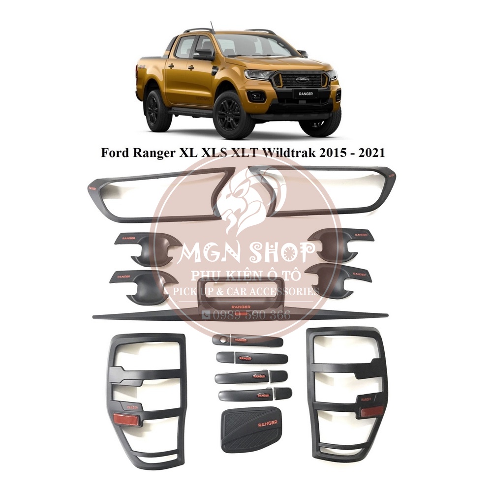 Ốp [Ford Ranger 2015 - 2021] [full bộ] [màu đen / màu bạc]