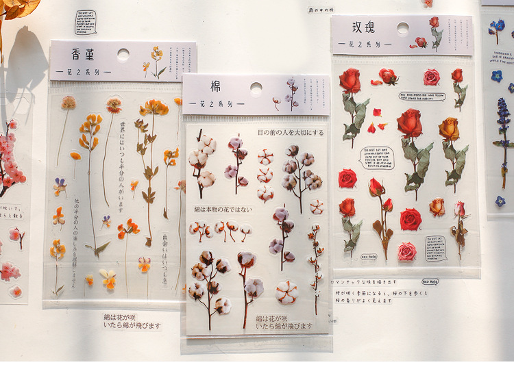 Miếng Dán Trong Suốt Họa Tiết Hoa Dùng Trang Trí Nhật Ký/ Album Ảnh DIY